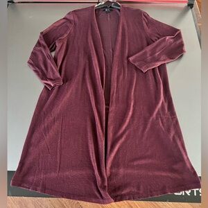 BCX Deep Burgundy Raisin Open Front Duster Knit Cardigan 2X Plus